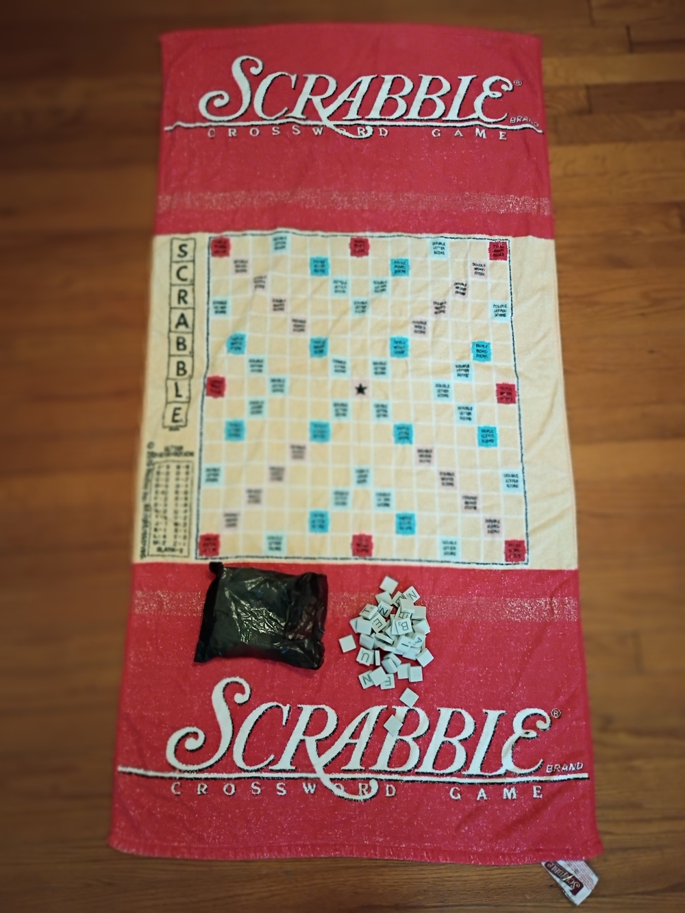 Jay Franco Scrabble Board Beach Towel with Foam Pieces Complete! Hasbro